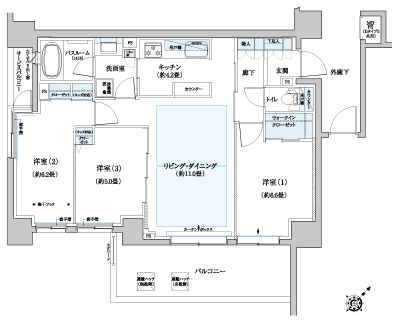 Floor: 3LDK + WIC, the occupied area: 71.53 sq m