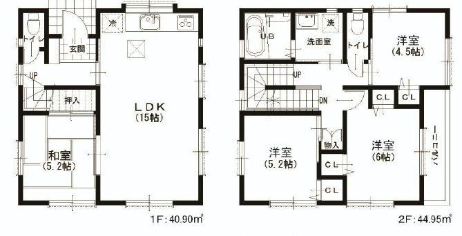 Floor plan. (A Building), Price 41,800,000 yen, 4LDK, Land area 64.41 sq m , Building area 89.9 sq m