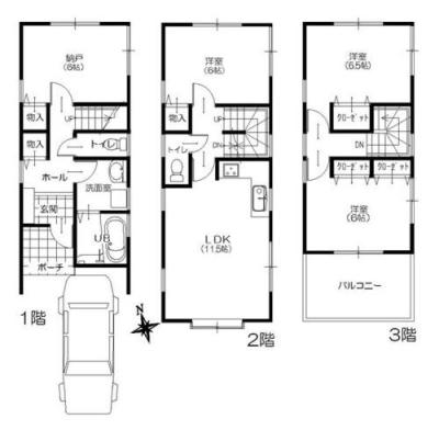 Floor plan. 34,800,000 yen, 3LDK + S (storeroom), Land area 67.27 sq m , Building area 91.9 sq m