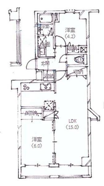 Floor plan. 2LDK, Price 18,800,000 yen, Occupied area 56.97 sq m , Balcony area 5.07 sq m