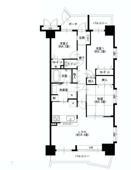 Floor plan. 3LDK, Price 36,900,000 yen, Occupied area 68.97 sq m