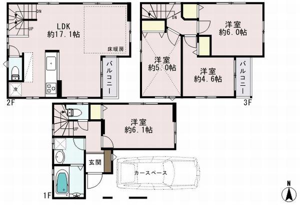 Floor plan. (C Building), Price 31,800,000 yen, 4LDK, Land area 52.74 sq m , Building area 86.27 sq m