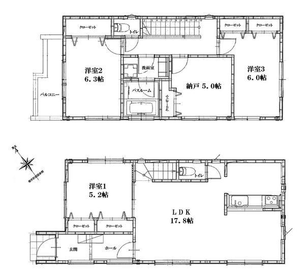 Floor plan. 41,800,000 yen, 3LDK+S, Land area 101.01 sq m , Building area 97.86 sq m