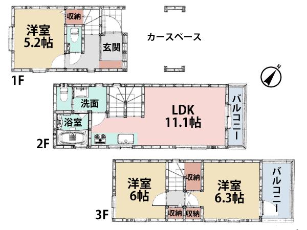 Floor plan. 26,800,000 yen, 3LDK, Land area 47.23 sq m , Building area 83.97 sq m room is clean your. 