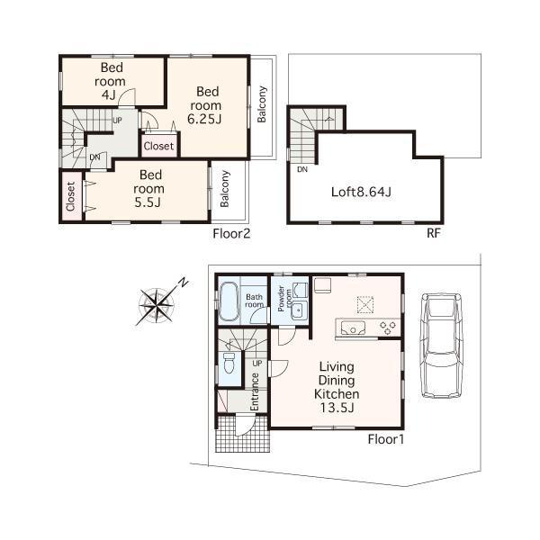 Floor plan. 29,800,000 yen, 3LDK, Land area 67.17 sq m , Building area 68.75 sq m