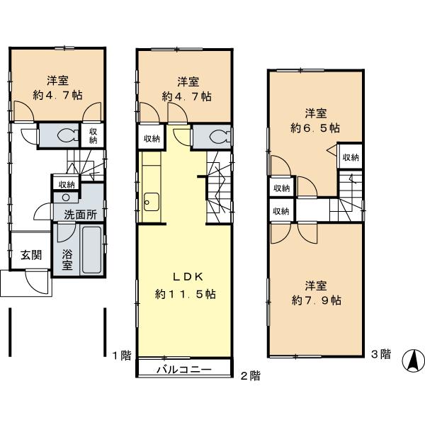 Floor plan. 26,800,000 yen, 4LDK, Land area 52.6 sq m , Building area 84.07 sq m