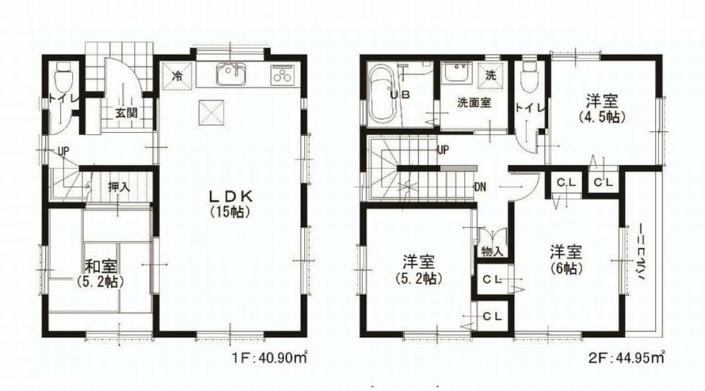 Floor plan. (A Building), Price 41,800,000 yen, 4LDK, Land area 64.41 sq m , Building area 89.9 sq m