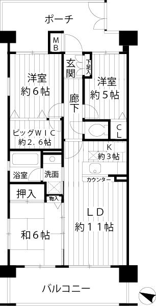 Floor plan. 3LDK, Price 27,800,000 yen, Footprint 70.1 sq m , Balcony area 12 sq m