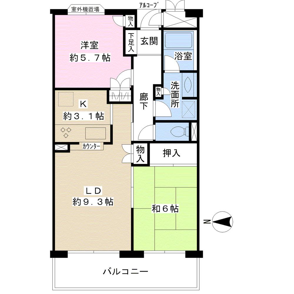 Floor plan. 2LDK, Price 17,900,000 yen, Occupied area 56.19 sq m , Balcony area 8.19 sq m