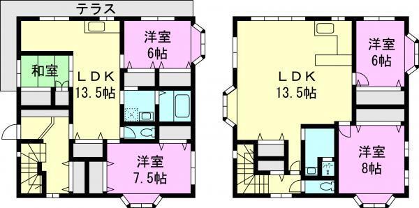 Floor plan. 59,800,000 yen, 5LDK, Land area 223.75 sq m , Building area 165.24 sq m