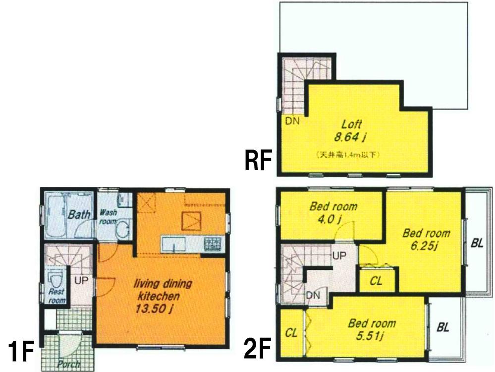 Floor plan. 29,800,000 yen, 3LDK, Land area 68.76 sq m , Building area 68.75 sq m floor plan