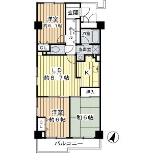 Floor plan. 3DK, Price 22.5 million yen, Occupied area 67.13 sq m , Balcony area 7.32 sq m becoming Mato of all room 6 quires more 3DK.