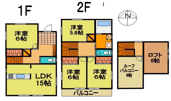 Floor plan. (B Building), Price 37,800,000 yen, 4LDK, Land area 99.43 sq m , Building area 101.05 sq m