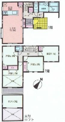 Floor plan. 42,800,000 yen, 4LDK, Land area 110.27 sq m , Building area 95.22 sq m