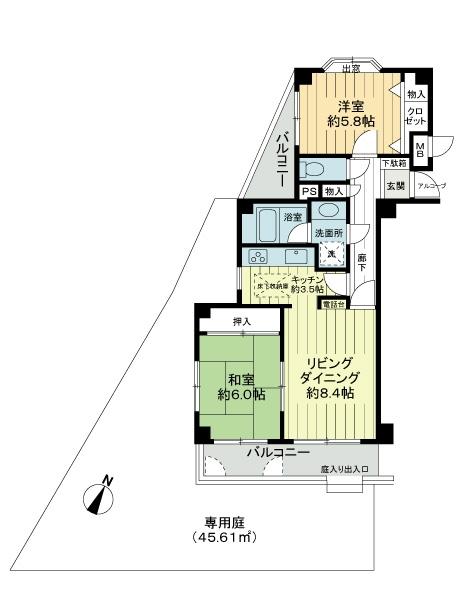 Floor plan. 2LDK, Price 19.3 million yen, Footprint 58.9 sq m , Balcony area 10.83 sq m floor plan