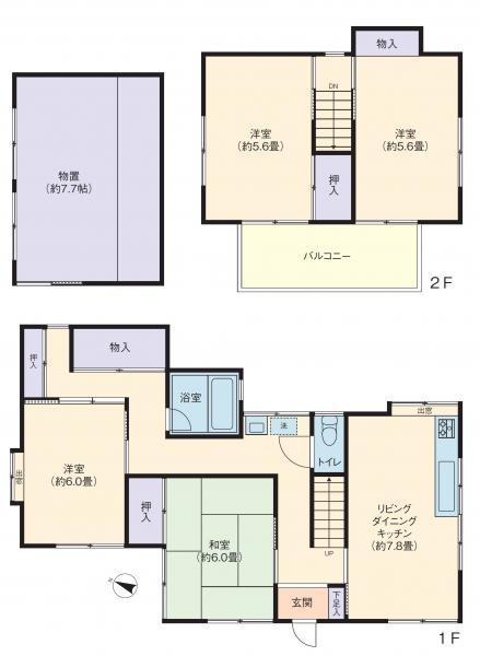 Floor plan. 11.8 million yen, 4DK, Land area 181 sq m , Building area 62.3 sq m floor plan