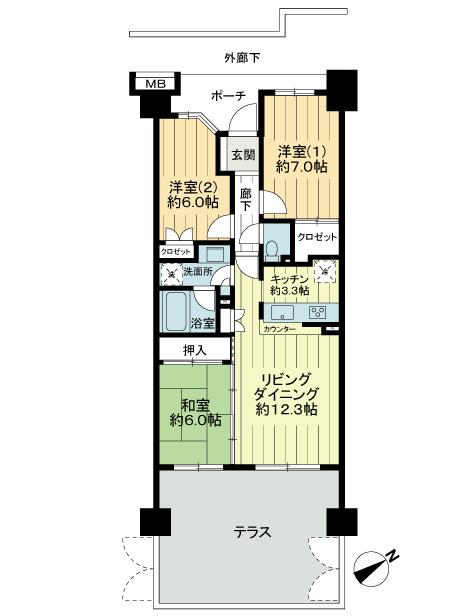 Floor plan. 3LDK, Price 30,800,000 yen, Occupied area 75.14 sq m indoor (October 2013) Shooting