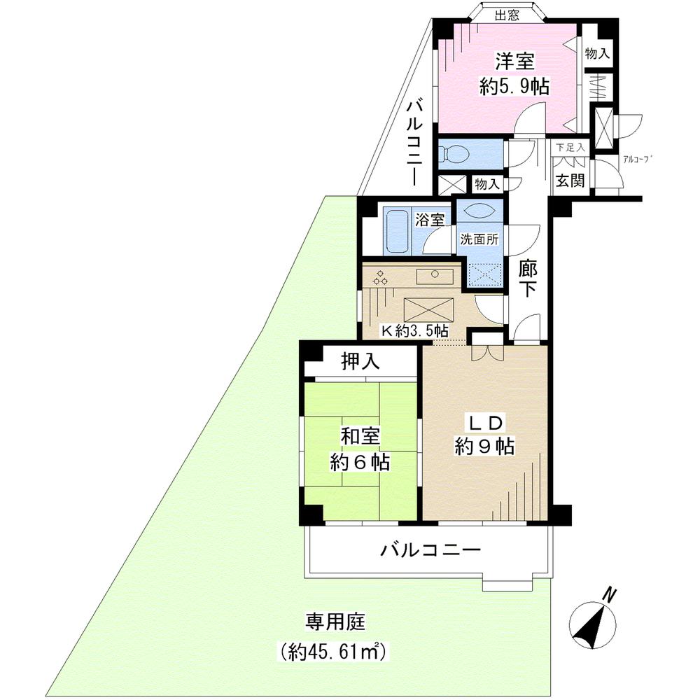 Floor plan. 2LDK, Price 19.3 million yen, Footprint 58.9 sq m , Balcony area 10.83 sq m