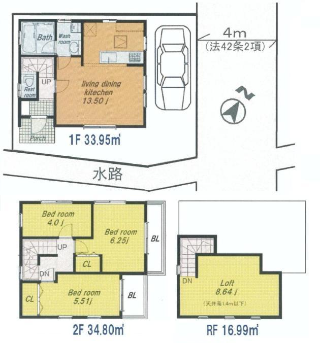 Floor plan. 29,800,000 yen, 3LDK, Land area 68.76 sq m , Building area 68.75 sq m