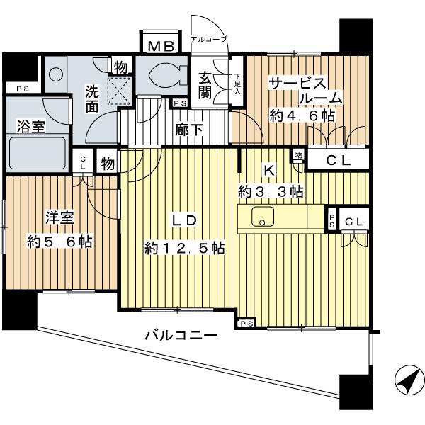 Floor plan. 1LDK + S (storeroom), Price 28,900,000 yen, Occupied area 60.02 sq m , Balcony area 9.12 sq m