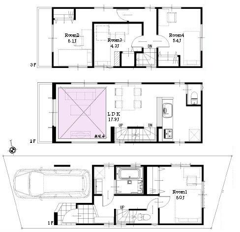 Floor plan. 34,800,000 yen, 4LDK, Land area 90.14 sq m , Between the building area 89.3 sq m A Building floor plan