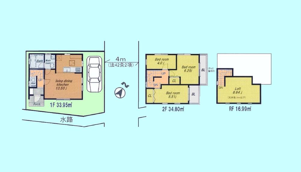 Floor plan. 29,800,000 yen, 3LDK, Land area 68.76 sq m , Building area 68.75 sq m