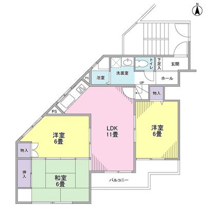 Floor plan. Floor plan of 3LDK type. In south-facing is good per yang.