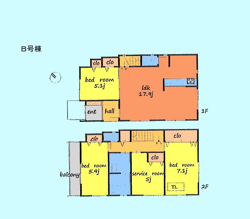 Floor plan. (B section), Price 41,800,000 yen, 3LDK+S, Land area 101.06 sq m , Building area 96.85 sq m