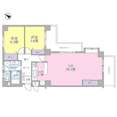 Floor plan. 20.3 tatami living dining.  Sunshine in the two-sided lighting ・ Ventilation is good.