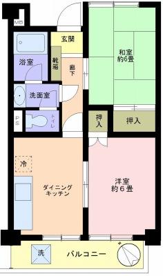 Floor plan. 2DK, Price 7.9 million yen, Occupied area 42.13 sq m , Balcony area 6.48 sq m