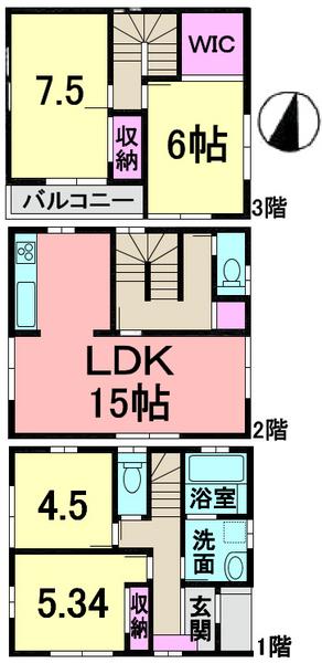 Floor plan. 33,800,000 yen, 2LDK + 2S (storeroom), Land area 80.35 sq m , Building area 97.2 sq m