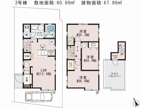 Floor plan. Price 31,800,000 yen, 3LDK, Land area 80 sq m , Building area 67.9 sq m