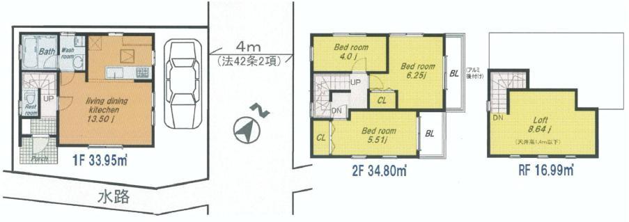 Floor plan. 29,800,000 yen, 3LDK + S (storeroom), Land area 68.76 sq m , Building area 68.75 sq m 3 room + LDK, In addition loft Pledge 8.64