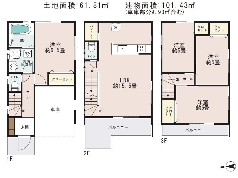 Floor plan. (A), Price 35,800,000 yen, 4LDK, Land area 61.81 sq m , Building area 101.43 sq m