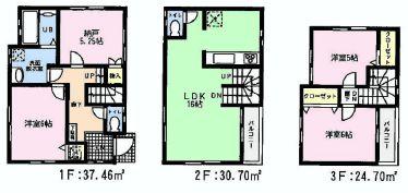 Floor plan. 30,800,000 yen, 3LDK + S (storeroom), Land area 88.08 sq m , Building area 92.86 sq m