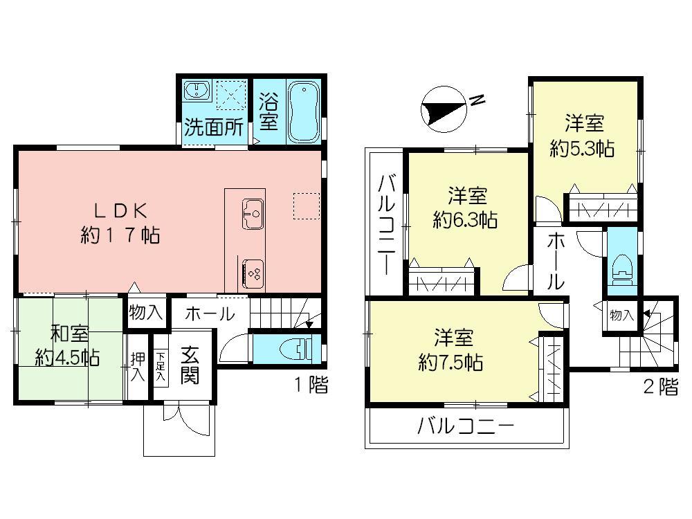 Floor plan. (B Building), Price 55,800,000 yen, 4LDK, Land area 124.22 sq m , Building area 98.54 sq m