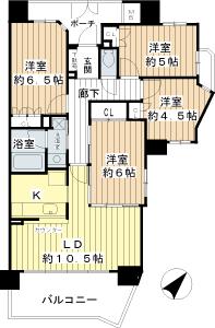 Floor plan. 4LDK, Price 36,900,000 yen, Occupied area 76.92 sq m , Balcony area 10.38 sq m