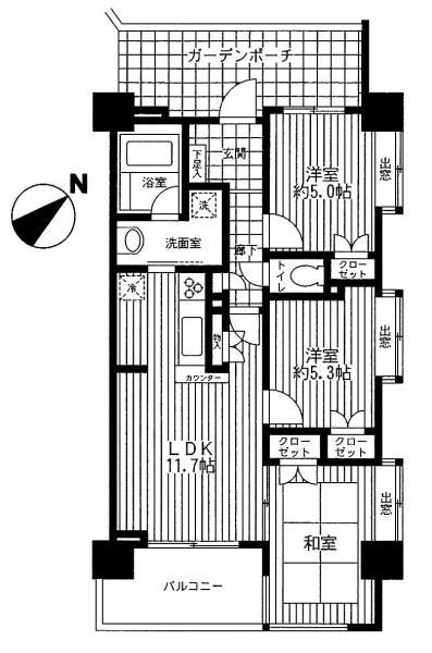 Floor plan. 3LDK, Price 27.5 million yen, Occupied area 60.68 sq m , Balcony area 6.7 sq m