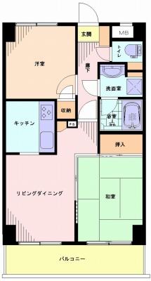 Floor plan. 2LDK, Price 20.8 million yen, Footprint 51.3 sq m , Balcony area 7.41 sq m