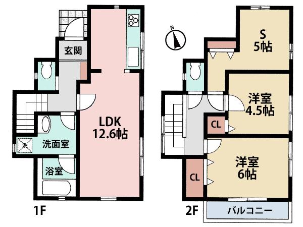 Floor plan. 30,800,000 yen, 2LDK + S (storeroom), Land area 78 sq m , Enhance the specifications of colors the comfort of building area 70.06 sq m living ・ Facility! Both good sun per ventilation per corner lot!
