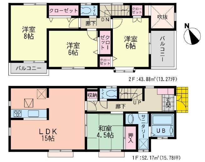 Floor plan. 39,800,000 yen, 4LDK, Land area 110.84 sq m , Building area 96.05 sq m