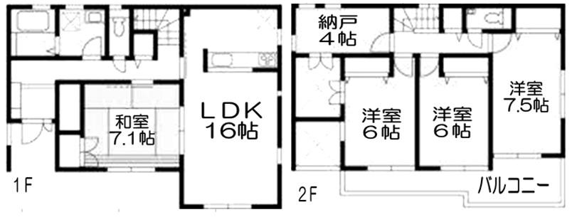 Floor plan. (1 Building), Price 65,200,000 yen, 4LDK, Land area 151.58 sq m , Building area 109.71 sq m