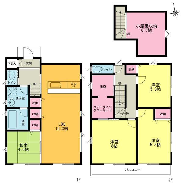 Floor plan. 50,800,000 yen, 4LDK, Land area 126.6 sq m , Building area 100 sq m