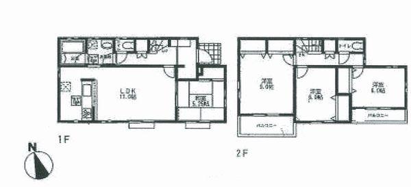 Floor plan. (Building 2), Price 49,800,000 yen, 4LDK, Land area 173.52 sq m , Building area 105.99 sq m