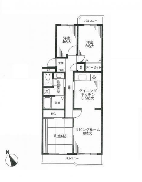 Floor plan. 3LDK, Price 23.8 million yen, Occupied area 77.36 sq m , Balcony area 11.82 sq m