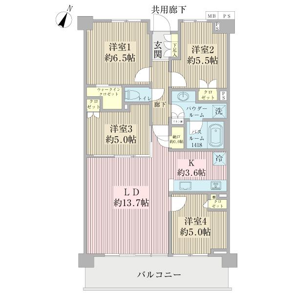Floor plan. 4LDK+S, Price 38,800,000 yen, Occupied area 83.03 sq m , Balcony area 12.6 sq m