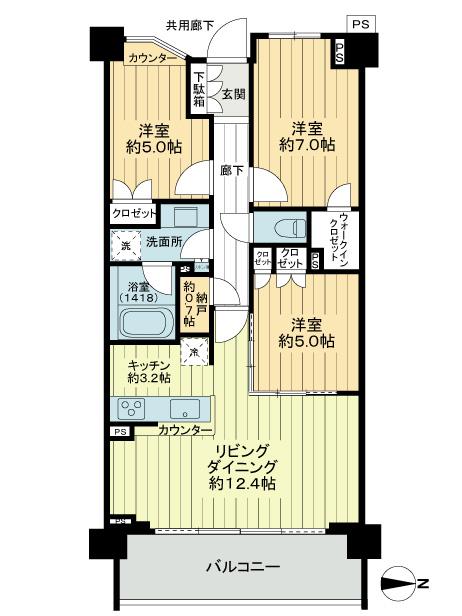 Floor plan. 3LDK, Price 28.8 million yen, Occupied area 72.29 sq m , Balcony area 10.62 sq m easy-to-use the entire surface of the living 3LDK