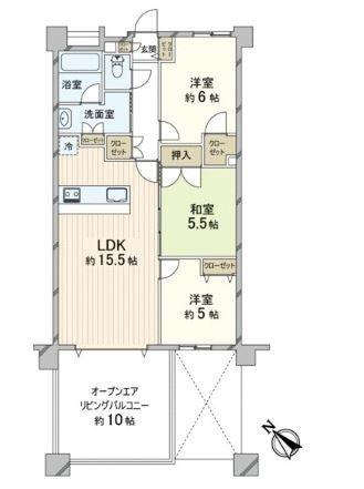 Floor plan. 3LDK, Price 35,900,000 yen, Occupied area 70.21 sq m , Balcony area 16.2 sq m
