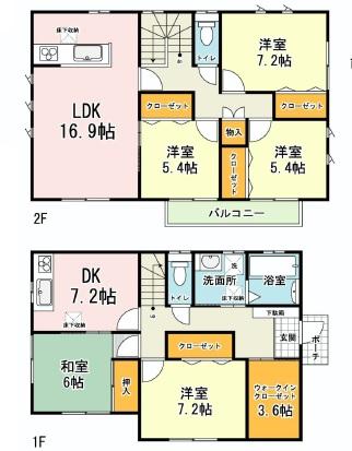 Floor plan. 59,800,000 yen, 5LDDKK + S (storeroom), Land area 222.2 sq m , Building area 143 sq m