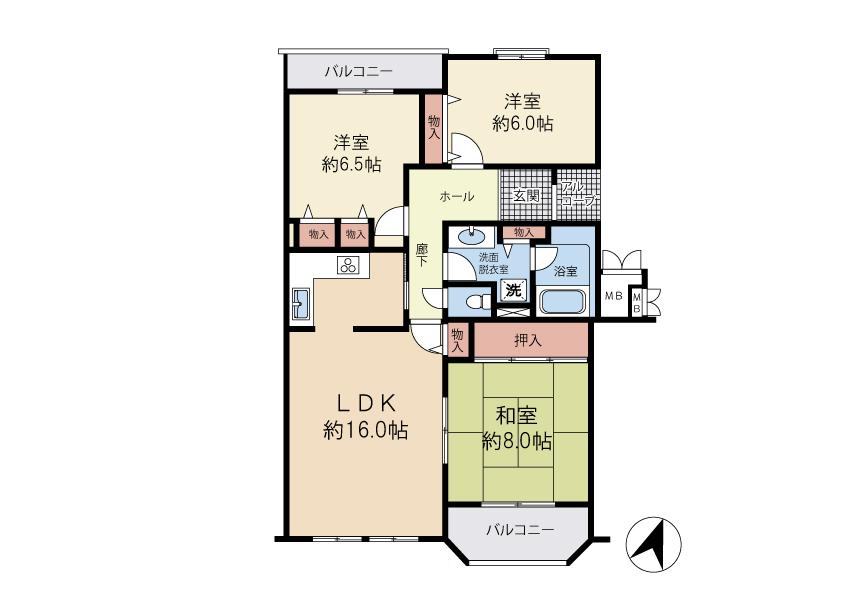 Floor plan. 3LDK, Price 30.5 million yen, Occupied area 90.09 sq m , Balcony area 9.79 sq m